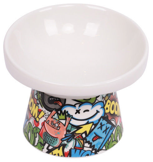 Keramik-Hunde- & Katzennapf M-Pets Urban Style Tilt'd Erhöht 150ml Mehrfarbig