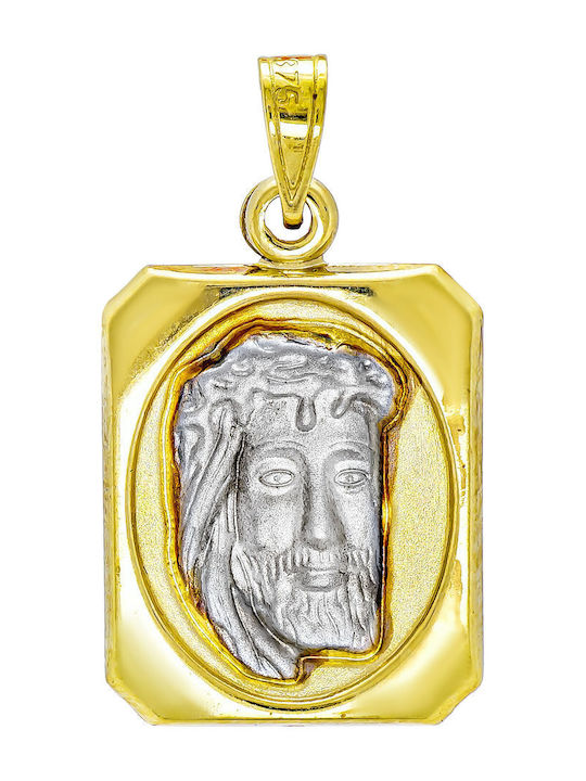 Kiriakos Gofas Pendant Kids Talisman Double Sided Konstantinato made of Gold 9K KN545