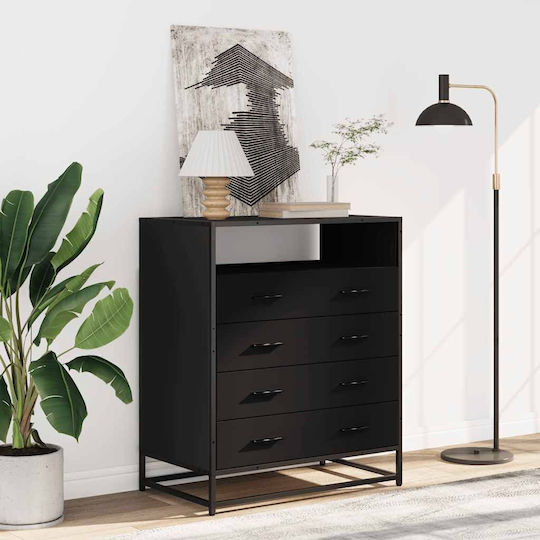 Wooden Chest of Drawers Black 70x41x70cm