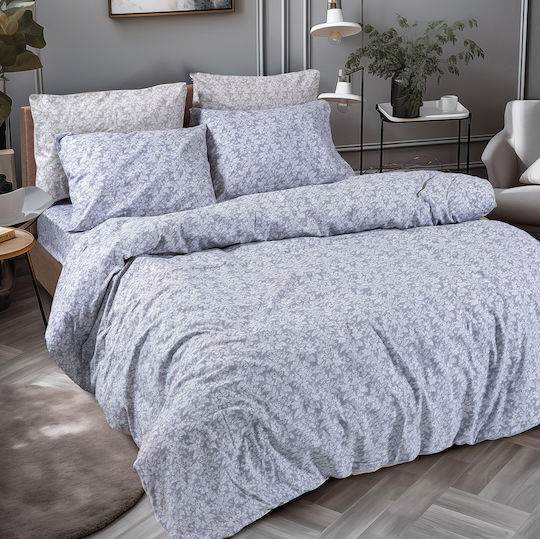 Beauty Home Flame Art 12631 Σετ Σεντόνια Υπέρδιπλα Φανελένια 240x260εκ. Γκρι (4τμχ)