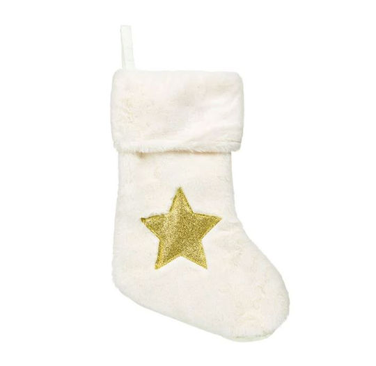White Christmas Decorative Sock with Star