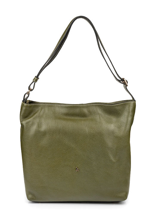 Boxer Leder Damentasche Schultertasche Khaki
