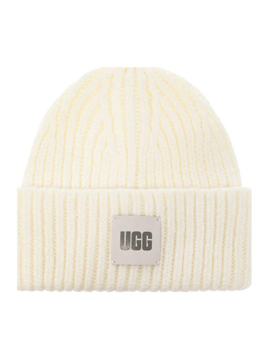 Chunky Beanie Γυναικείος Σκούφος με Rib Πλέξη σε Λευκό χρώμα