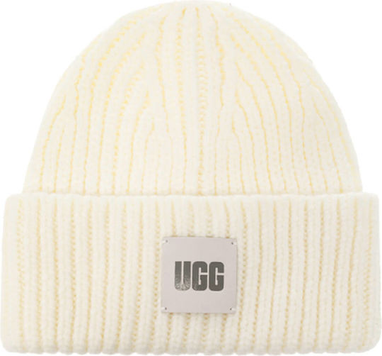 Chunky Beanie Frauen Beanie mit Rippstrick in Weiß Farbe