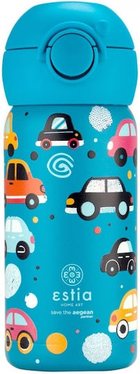 Estia Wonder Bottle Save the Aegean Kids Water Bottle Thermos Stainless Steel with Straw Non Spill Cars 350ml