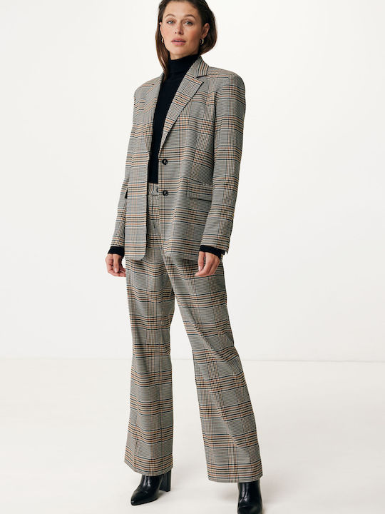 Women's Fabric Trousers Checked Checkered