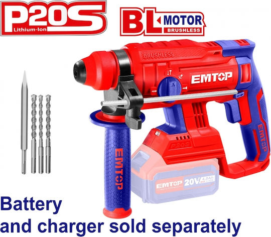 Emtop Schlag Meißelhammer Batterie Brushless Solo mit Aufnahme SDS Plus ELRH202201