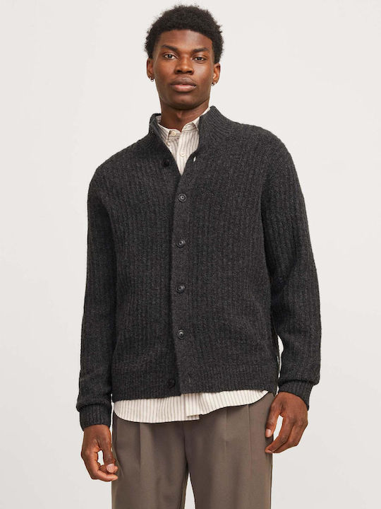 Men's Knitted Cardigan with Buttons Gray