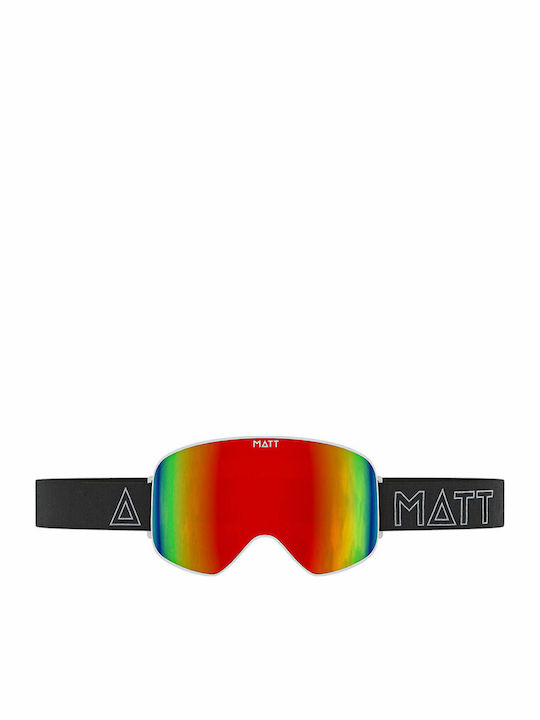 Matt Μάσκα Σκι & Snowboard Ενηλίκων Κόκκινη με Φακό Καθρέπτη σε Κόκκινο Χρώμα