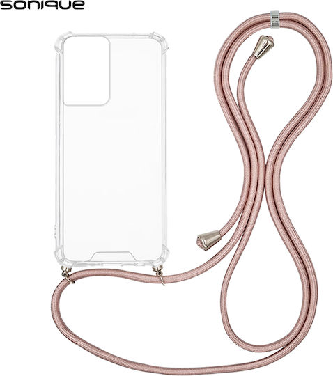 Sonique Armor Clear Silicone Case with Cord for Motorola Moto G85 5G Rose Gold Satin