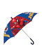 Spiderman Kinder Regenschirm Gebogener Handgriff Blau