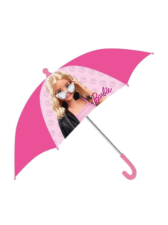 Barbie Kinderregenschirm Gebogener Handgriff Fuchsiefarbe