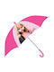Barbie Kids Curved Handle Umbrella Fuchsia