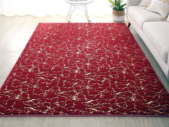 Living Room Rug Marble 80x180cm Non-slip Furry Red