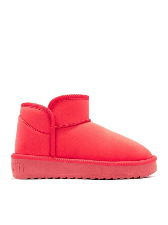 Women's Ankle Boots with Fur Red