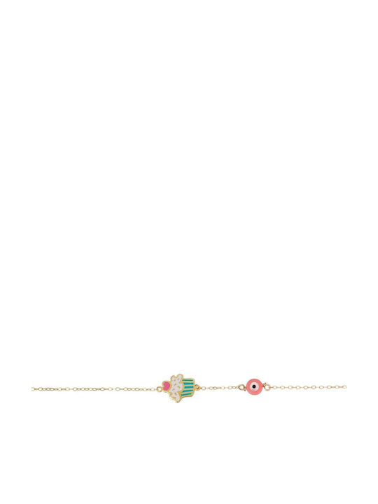 Papoulidis Jewellery Kinderarmband aus Gold 9K mit Böses Auge