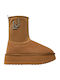 Jane 02 Suede Γυναικεία Μποτάκια Αστραγάλου με Γούνα Καφέ
