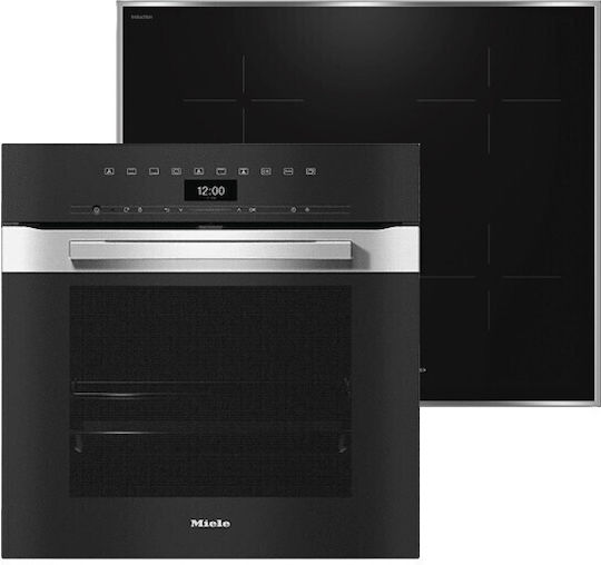 Miele H 7460 B + KM 7361 FR Фурна над плот 76лт с индукционни котлони Ш59.5см.