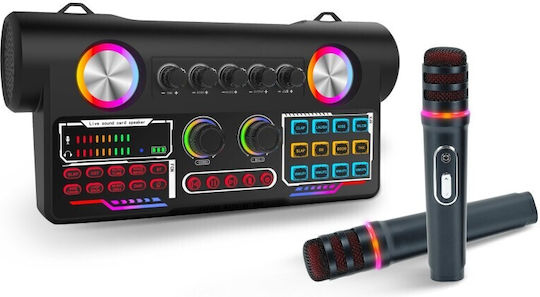 MusicMate Караоке Система с Безжични Микрофони и Светлинни Ефекти MM-SC450 Черен
