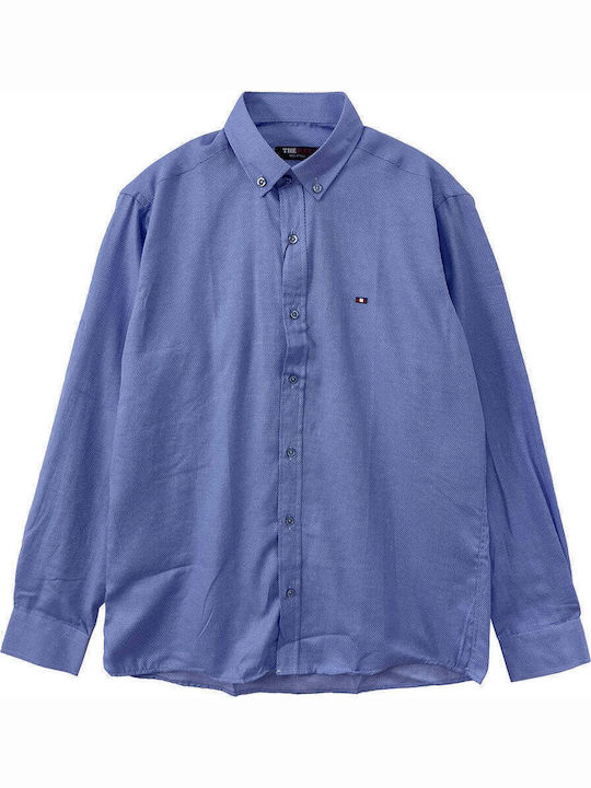 Дълъг ръкав Памучен Риза Едноцветен Light Blue