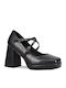 Leather Black Heels with Strap