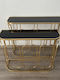 Console Table Metal with Glass Surface Gold, Black L100xW30xH82cm