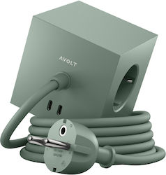 AVOLT Avolt Square PowerCube 3 Θέσεων με Καλώδιο 1.8m/ Πράσινο