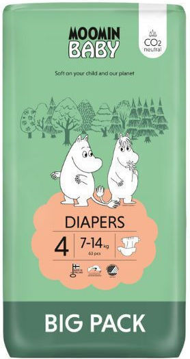 Moomin Baby Πάνες με Αυτοκόλλητο No. 4 για 7-14kg 63τμχ