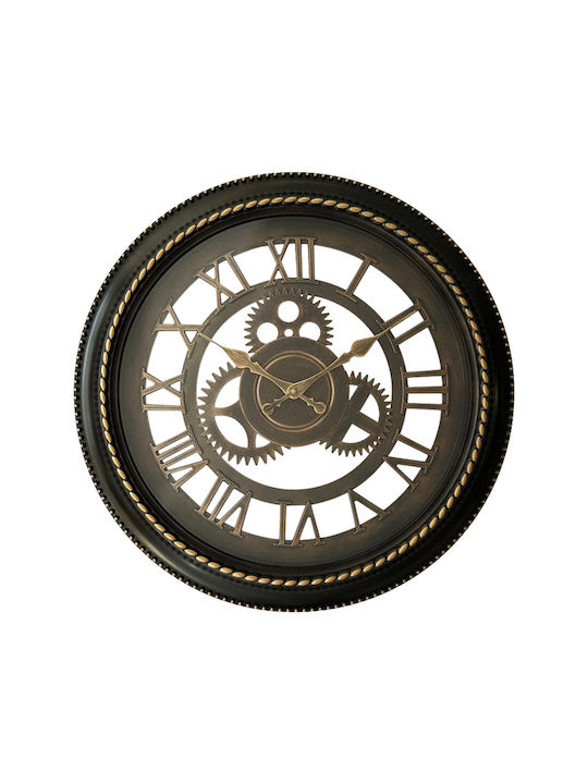 Ferm Inart Wanduhr Schwarz Antik Gold Schattierung Φ61x6cm Code 349-000014