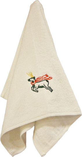 Decotelia Christmas Hand Towel White Reindeer 40×60