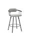 Stool Bar with Backrest Upholstered with Fabric Lang Black, Grey