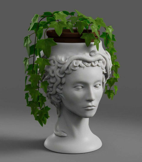 Medussa Gorgon Planter Grey Marble