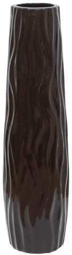 Floor Vase Brown Glazed Waves Φ17x58cm