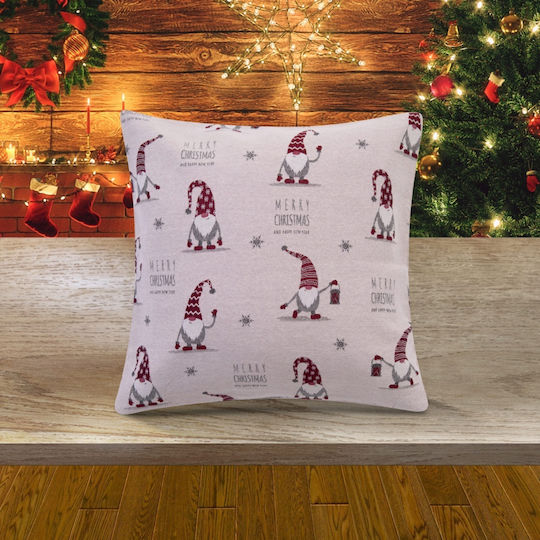 Liolios Home Christmas Decorative Square Pillowcase Beige 45x45cm