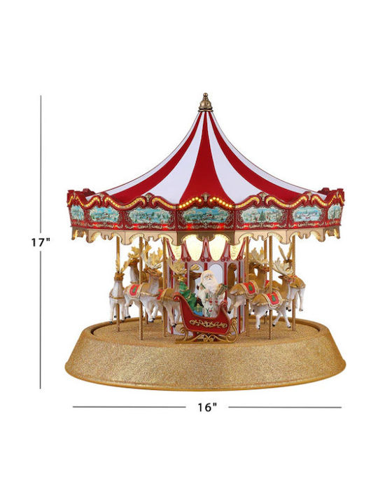 Carousel Χριστουγεννιάτικο Φωτιζόμενο Διακοσμητικό Καρουζέλ Ρεύματος με Κίνηση 46cm