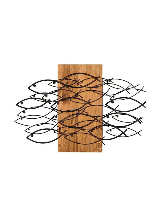 Wanddekoration Fisch 279enz1810 87x58cm Walnuss-schwarz Wallity Metall Holz
