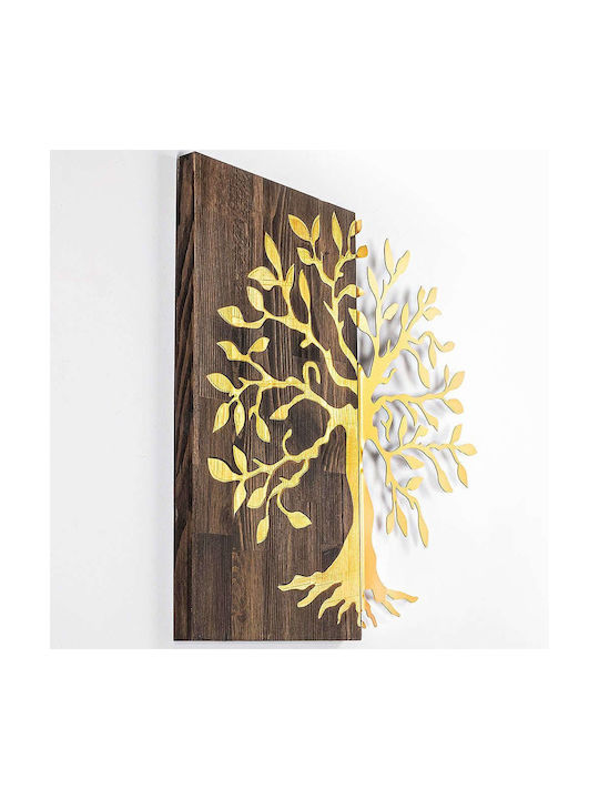 Διακοσμητικό Τοίχου Tree 899skl2230 58x58cm Walnut-gold Wallity Μέταλλο Ξύλο