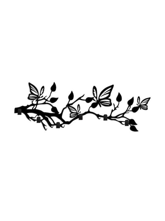 Κρεμάστρα Τοίχου 6 Θέσεων Butterfly World 891tnl3694 60x2x24cm Black Wallity Μέταλλο