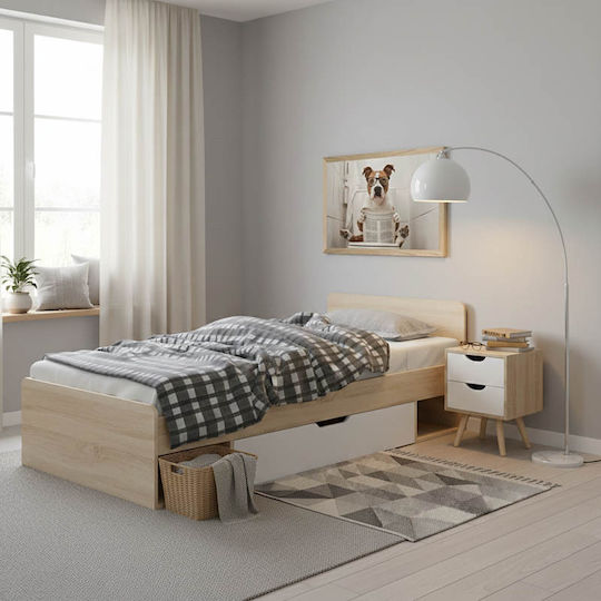 Letto Κρεβάτι Μονό για Στρώμα 90x200cm Μπεζ
