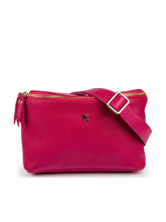 Boxer Leder Damentasche Schultertasche Fuchsie