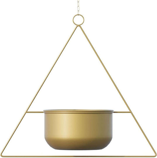 Aberto Design Висящи Саксия Металик Жълт 35x35x40εκ.