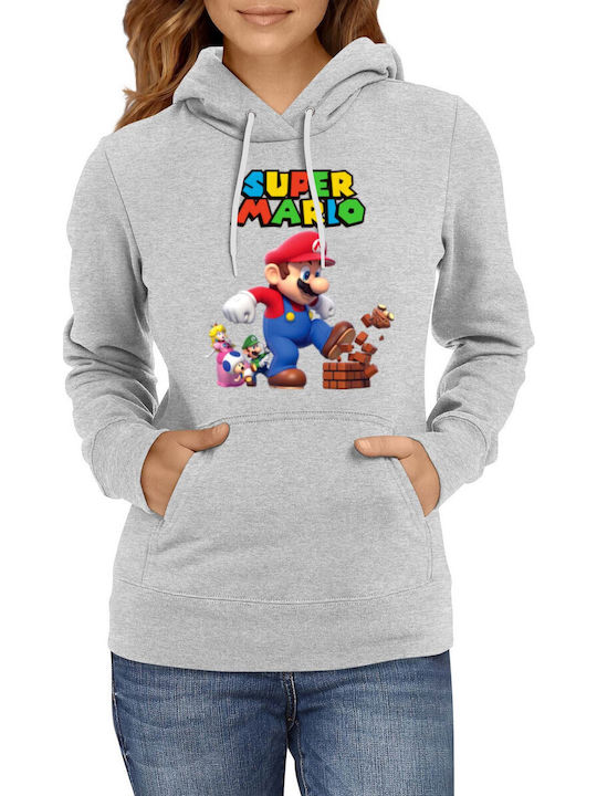 Damen Kapuzenpullover Super Mario Nintendo Tralala Mario 18 Grau