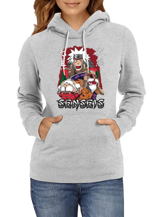 Women’s Hoodie Sweatshirt Japan Anime Manga Tralala Anime Sensei Jiraiya Master Roshi Gray