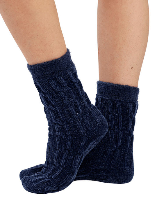 Noidinotte Damen Einfarbige Socken Blue Jean 1Pack