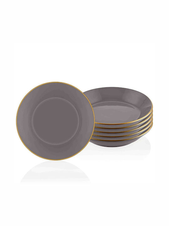 Hermia Farfurie adâncă Ceramică Gri cu Diametru 20cm 6buc