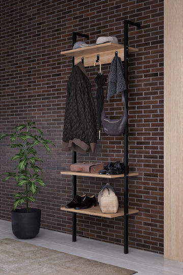 Nina Mobilier de Intrare cu Dulap pentru Pantofi Oak-black 60x26x180cm