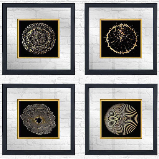 Frames Set 4pcs 977alp4109 32x32cm Black-gold Wallity Square Wood Glass