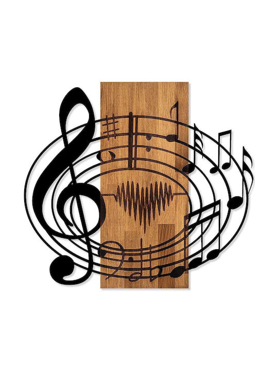 Musical Wall Decor 899skl2418 58x67cm Walnut-black Wallity Metal Wood