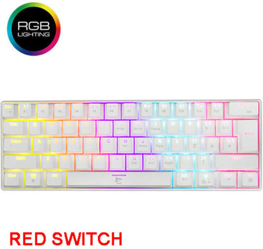 White Shark Shinobi 2 Gaming Μηχανικό Πληκτρολόγιο 60% με Custom Red διακόπτες και RGB φωτισμό (Αγγλικό US) Λευκό