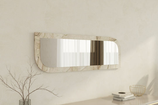 Arni Wandspiegel 116sam1210 40x2,2x120cm Marmor-Effekt Beige Hanah Home MDF